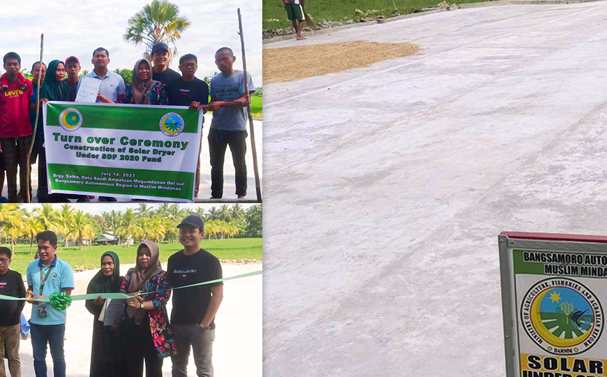 The Taguan Magfirah Agricultural Cooperative, received a newly constructed solar dryer from the Ministry of Agriculture, Fisheries, and Agrarian Reform (MAFAR) on July 14, 2023, at Brgy. Salbo, Datu Saudi Ampatuan, Maguindanao del Sur.